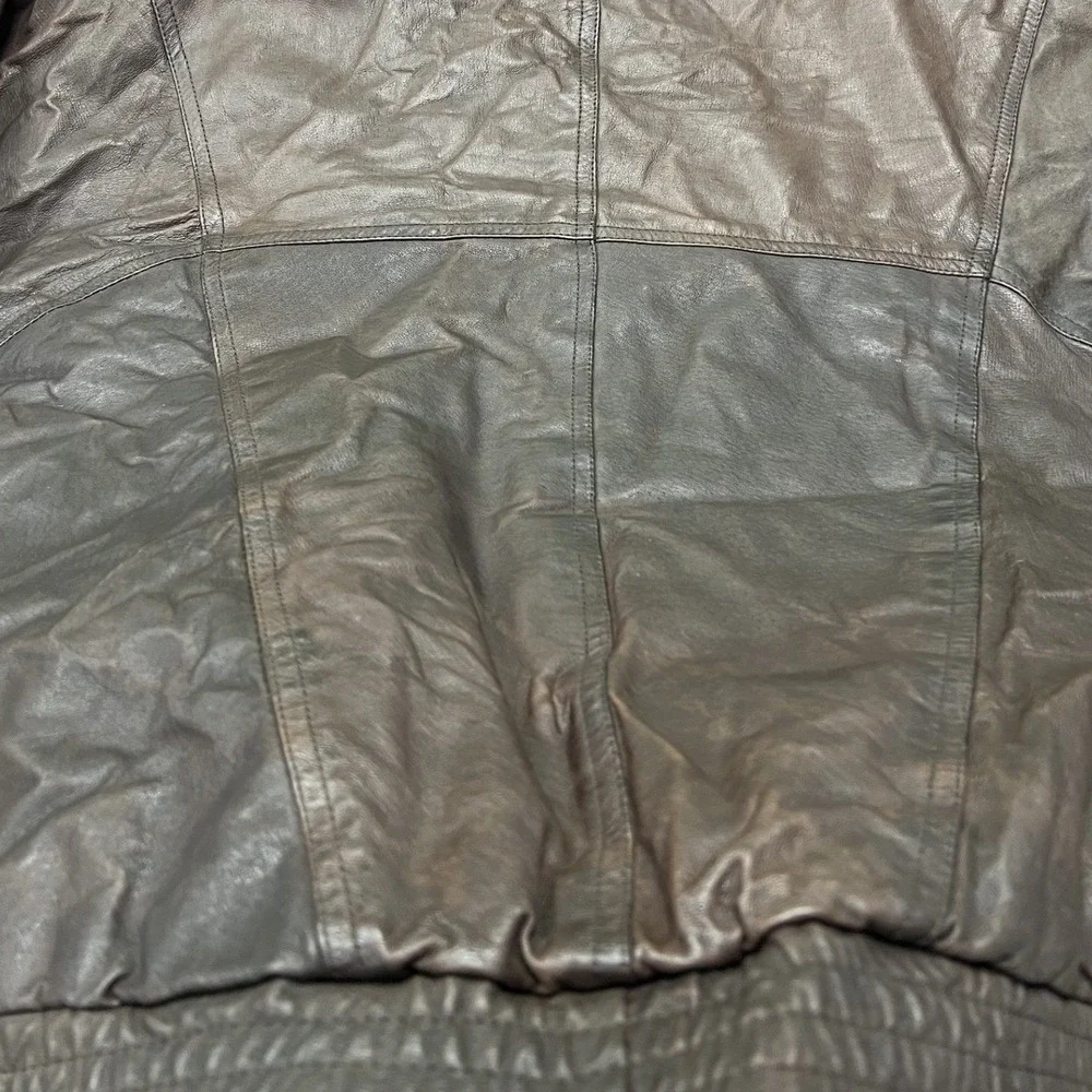 New Order Leather Bomber Jacket Mens M Brown Vintage Quilted Utility